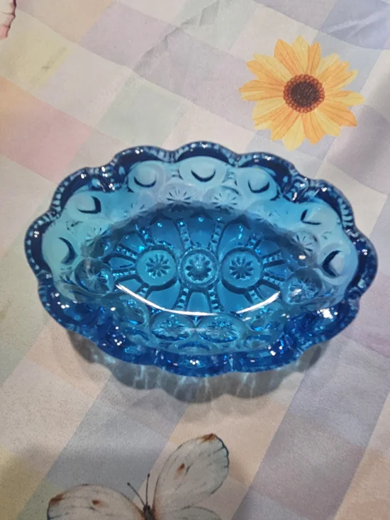 L.E. Smith Colonial Blue Moon & Stars Trinket Dish / Ashtray - Picture 3 of 6